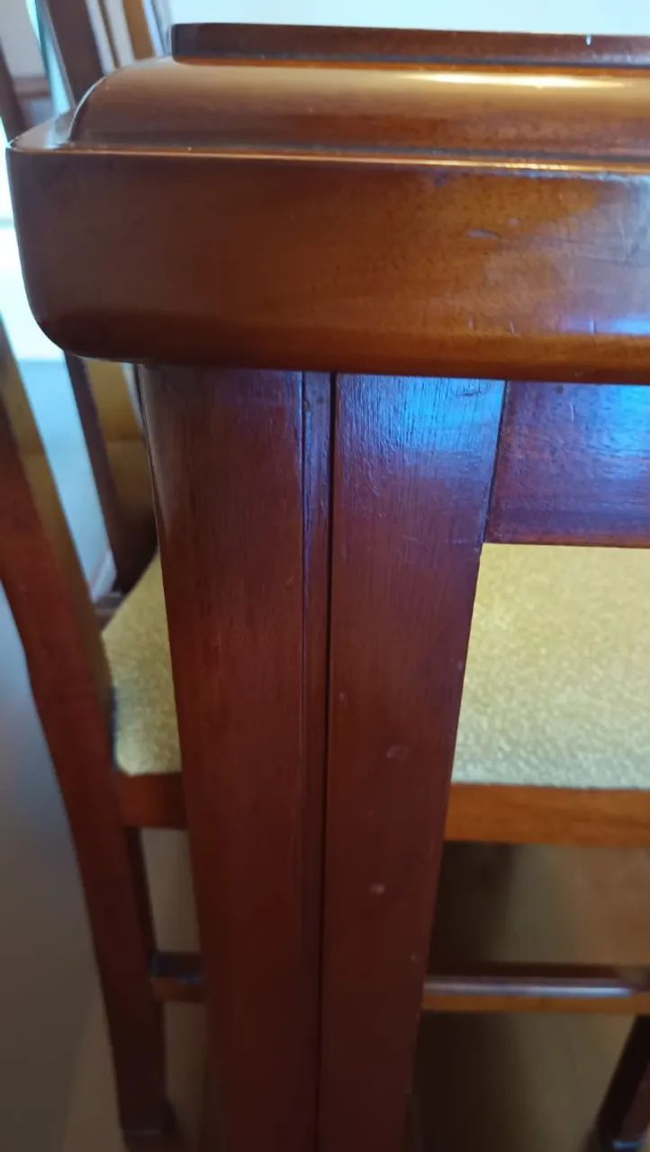 Mesa de Jantar em Madeira com Vidro + 6 Cadeiras - Foto 2