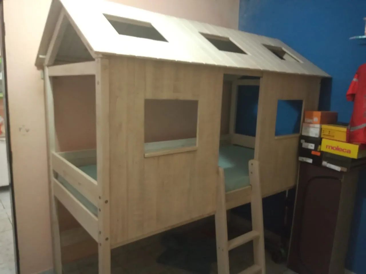 Cama Casinha Infantil Elevada - Madeira Maciça<br>