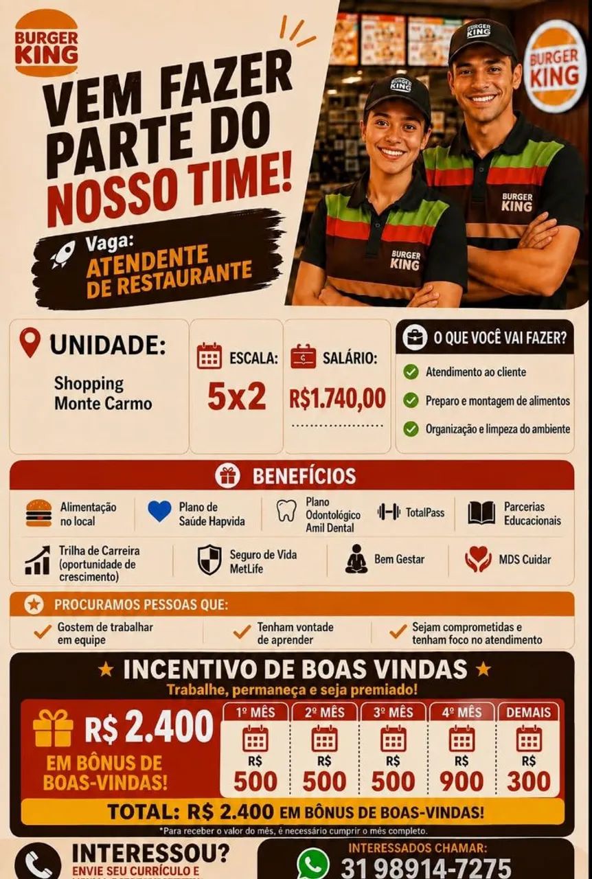 Vagas de atendente 