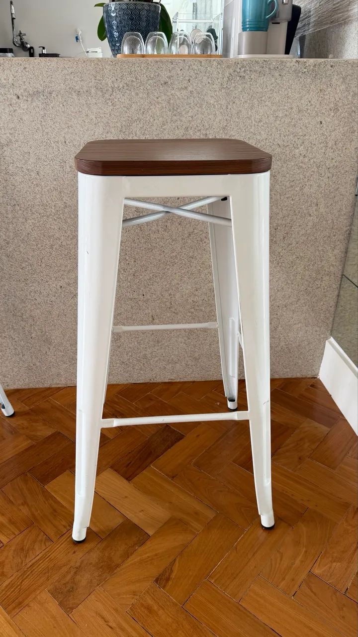 3 Banquetas altas Tolix Iron - Branca  - Foto 2