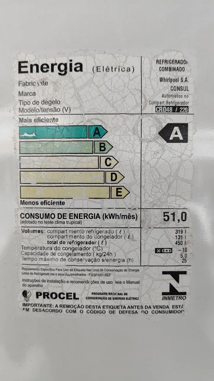 Geladeira Duplex 450 litros Degelo Automático