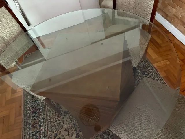 Mesa de jantar em vidro e madeira maciça  - Foto 2