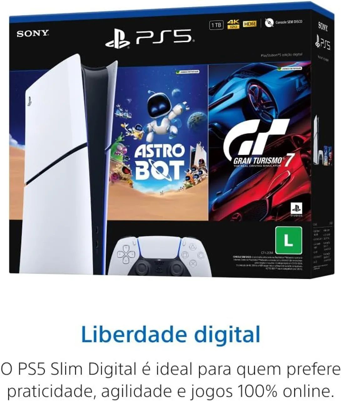 Ps5 SLIM 1TB mídia física de memória com 1 controle + Astrobot em mídia física.  - Foto 3