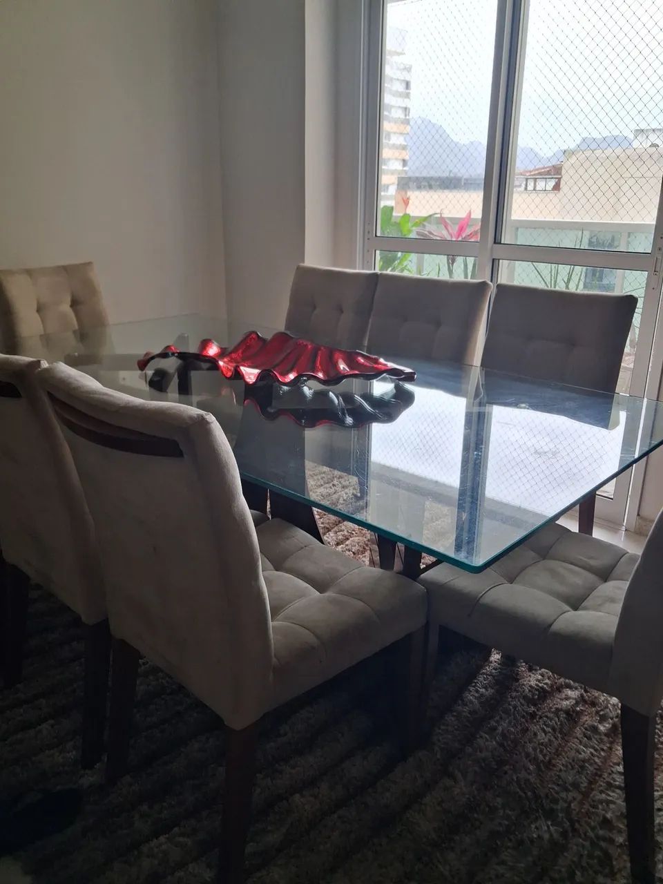 Vendo mesa tampo vidro 8 cadeiras