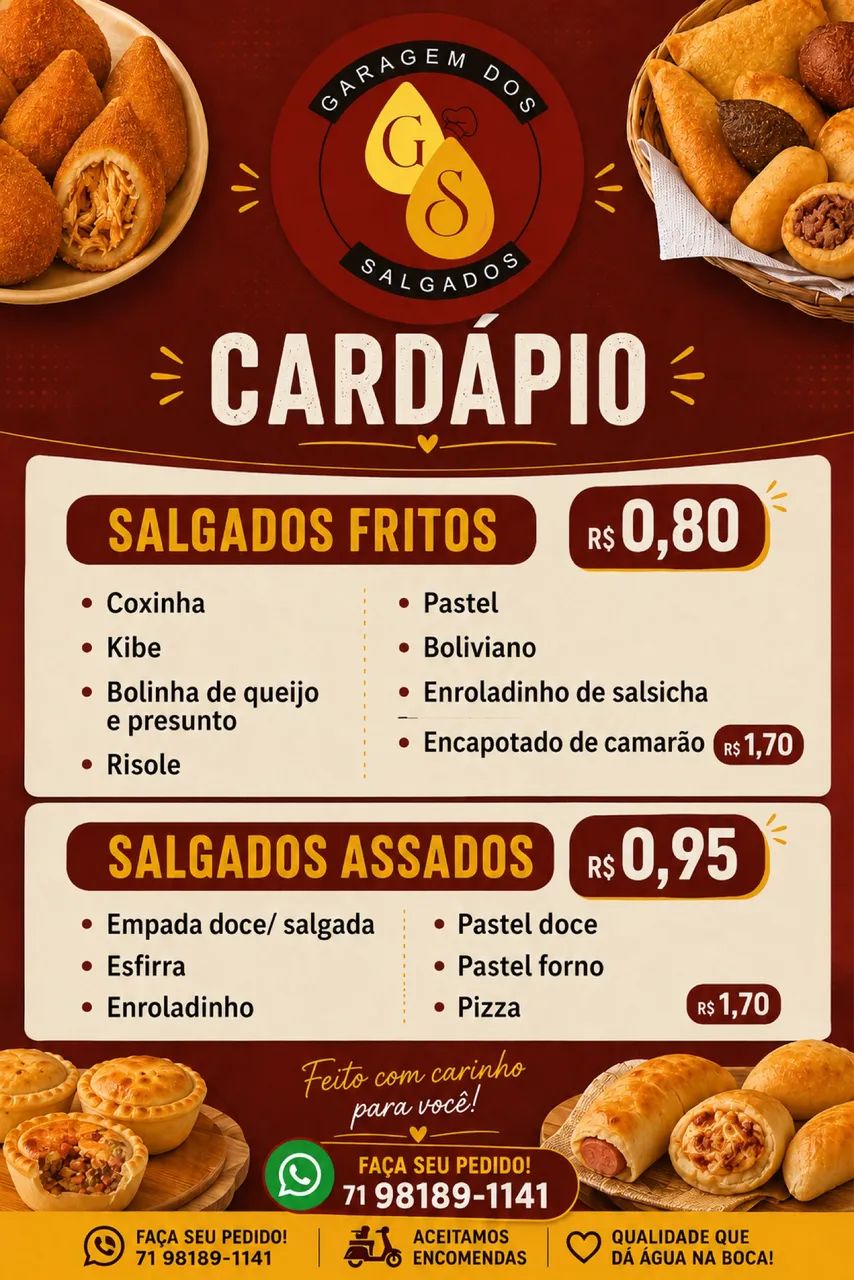 Promoção Salgados 0,75 congelado 