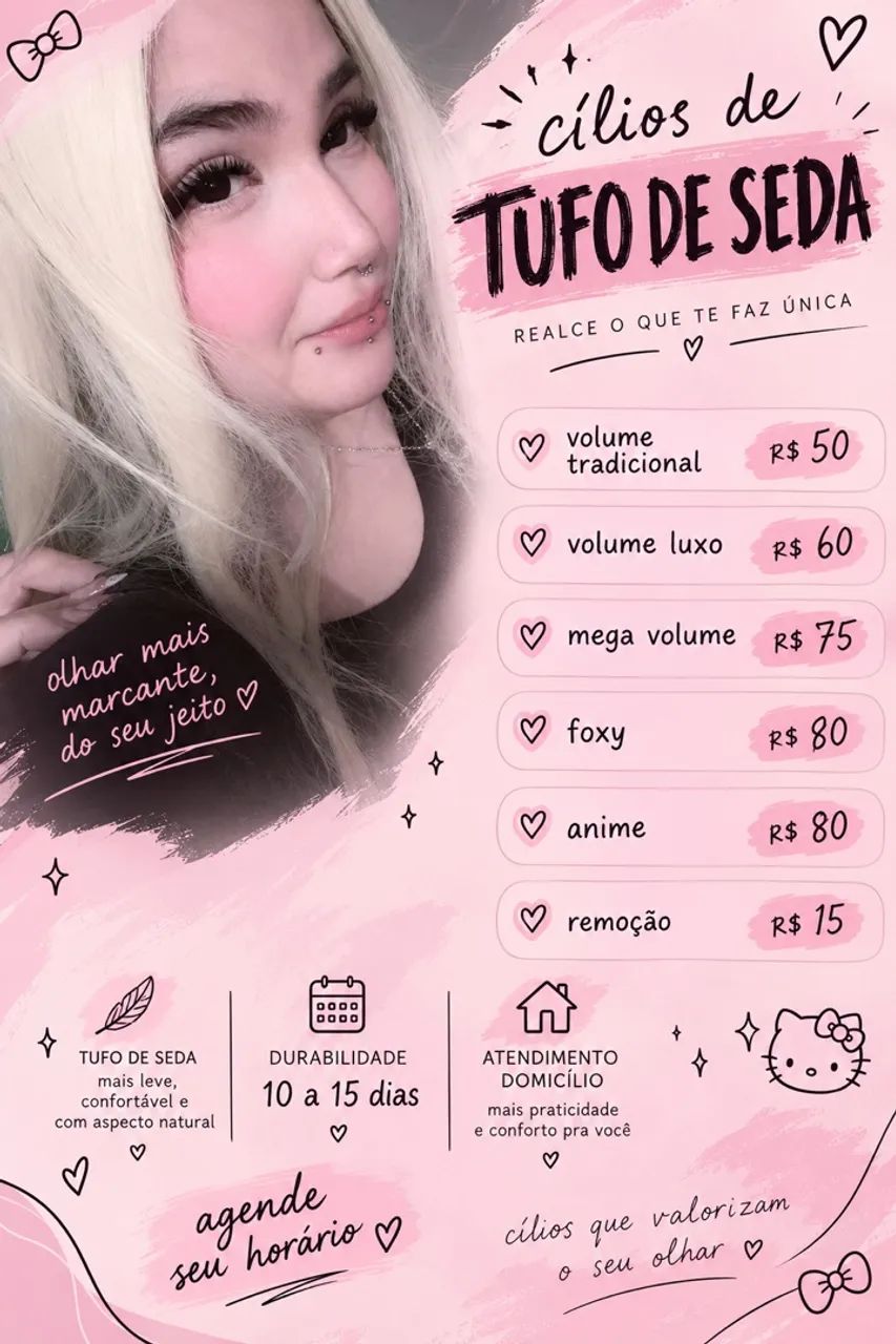 cílios | extensão de cílios com tufos de seda ?
