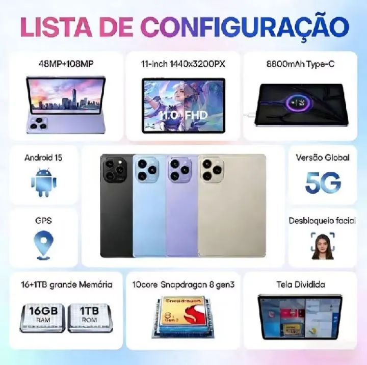TABLET LILAS GRANDE + KIT ACESSÓRIOS - Foto 3