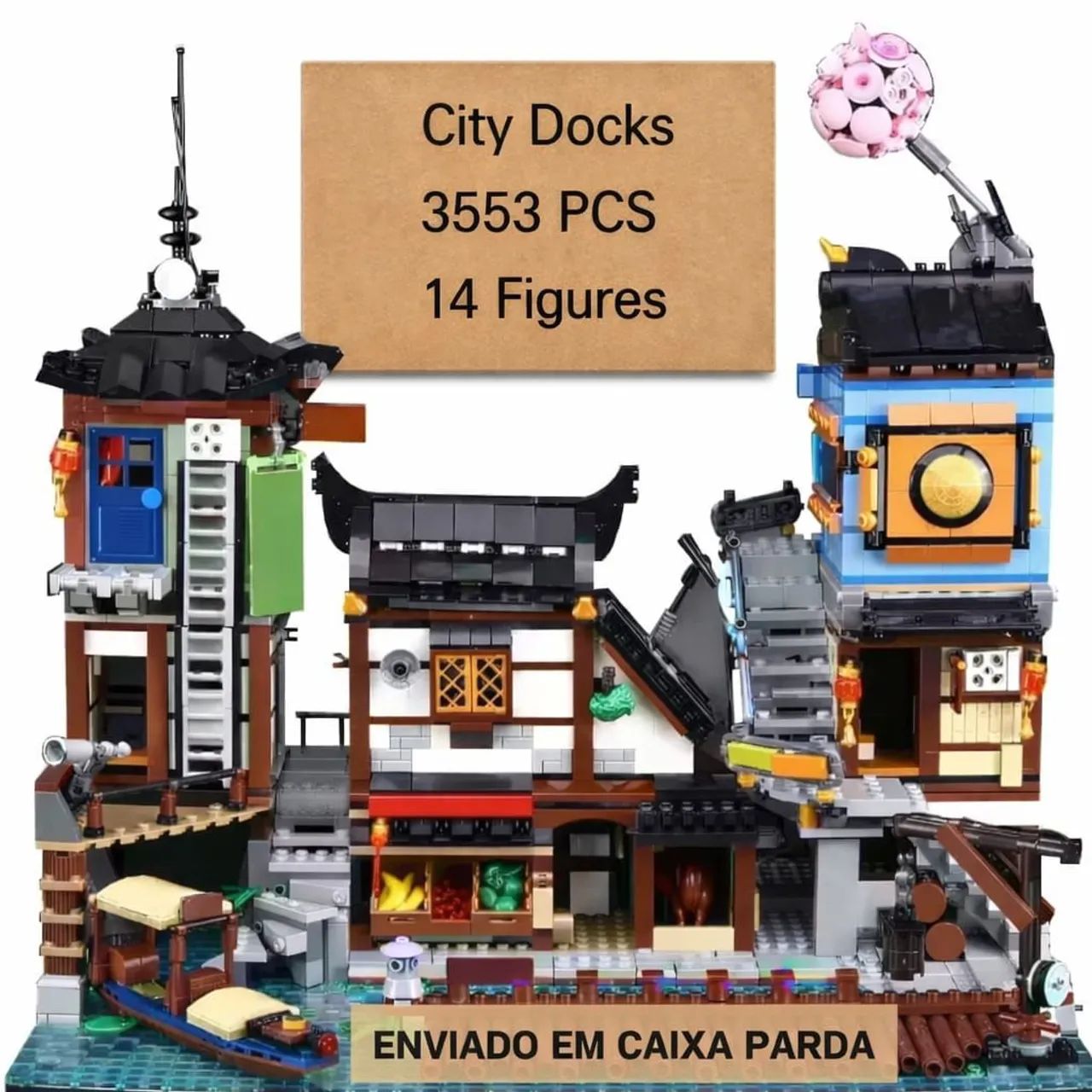 BLOCOS DE MONTAR NINJAGO CITY DOCKS 3553 PÇS 14 MINIFIGURES MARCA MEGA COMPATIVEL COM LEGO - Foto 5