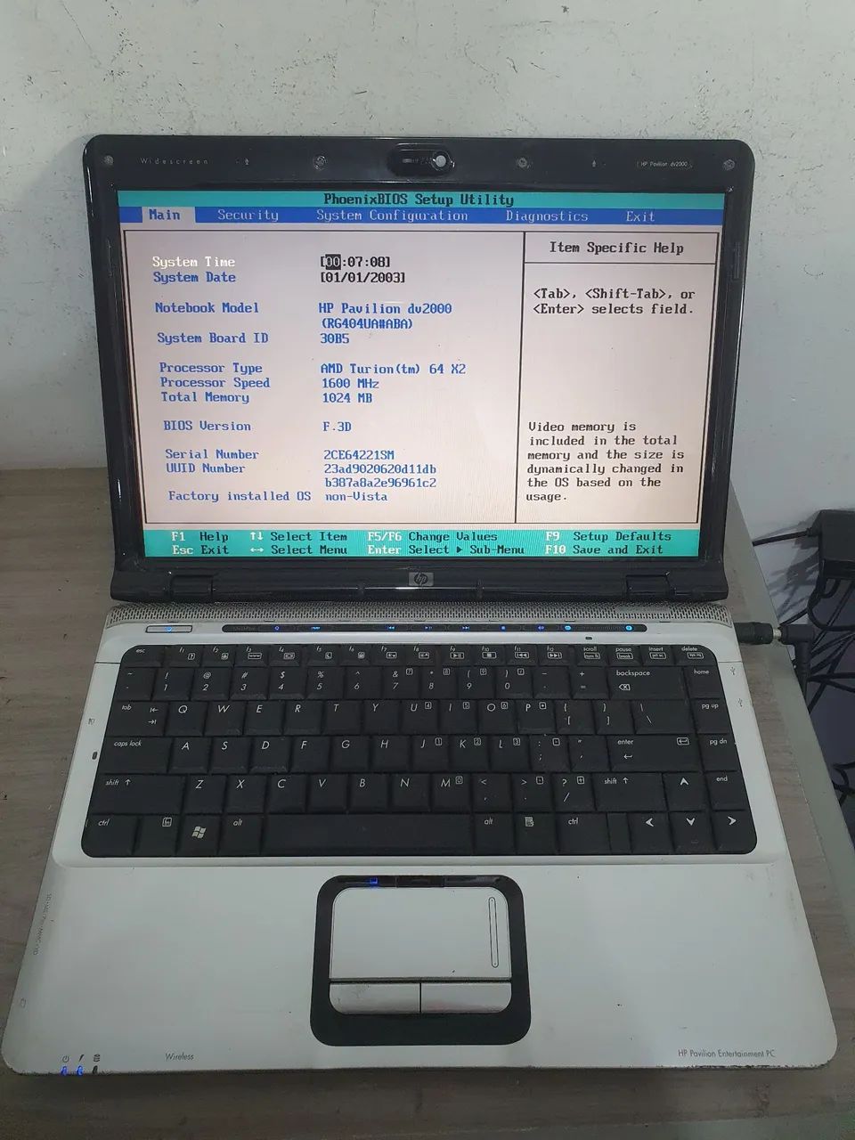Notebook hp dv2715nr funcionando mas com detalhes