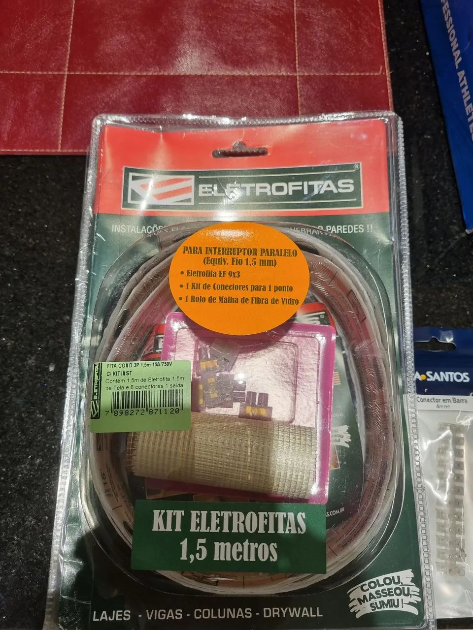 Kit Fita Elétrica Adesiva 3 Pistas 15A 750V 1,5m