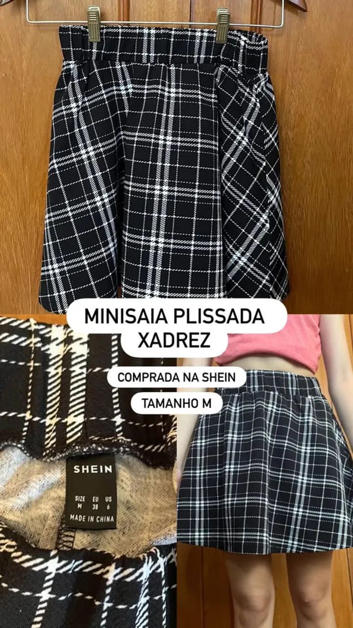 MINISAIA PLISSADA XADREZ