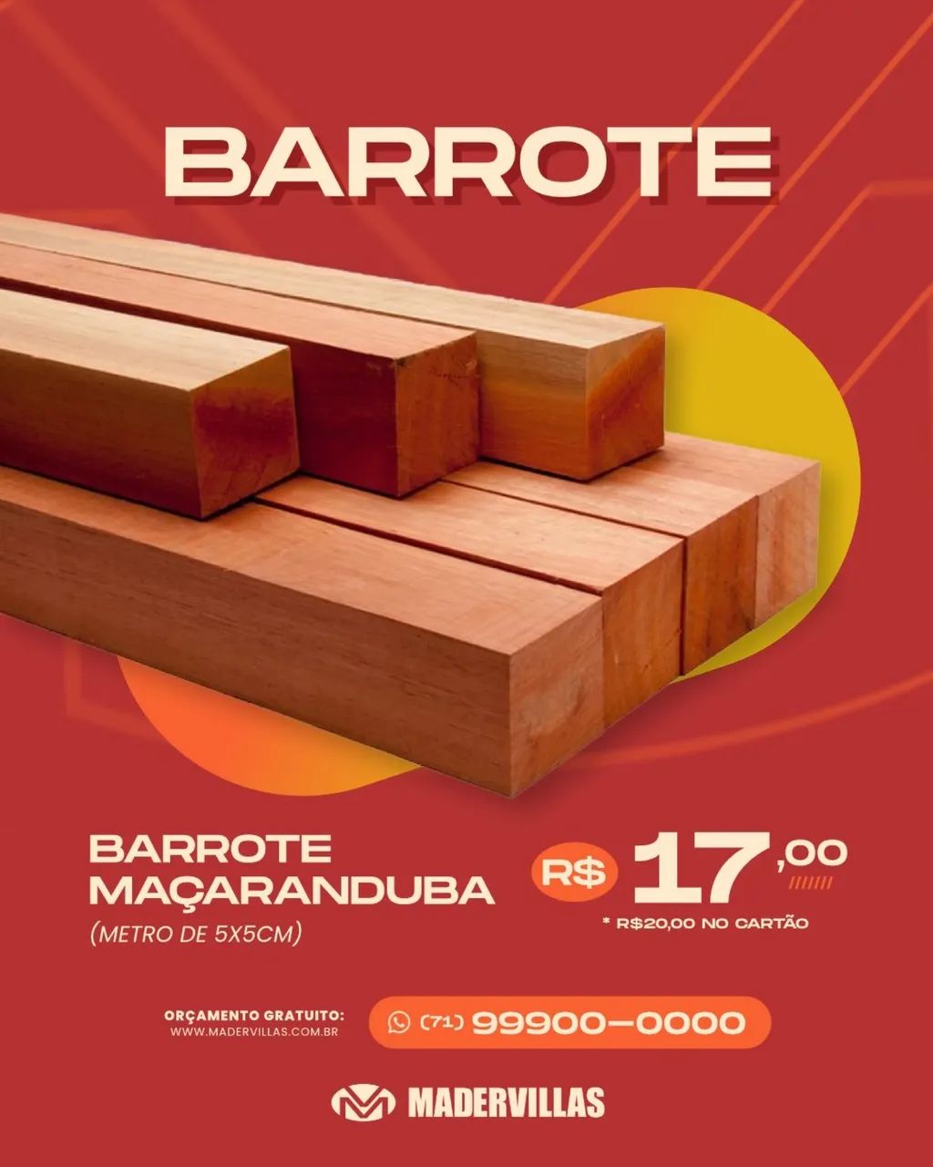 Madeira para telhado Maçaranduba BARROTE 5x5cm R$20,00  avista r$17,00 cada metro - Foto 6