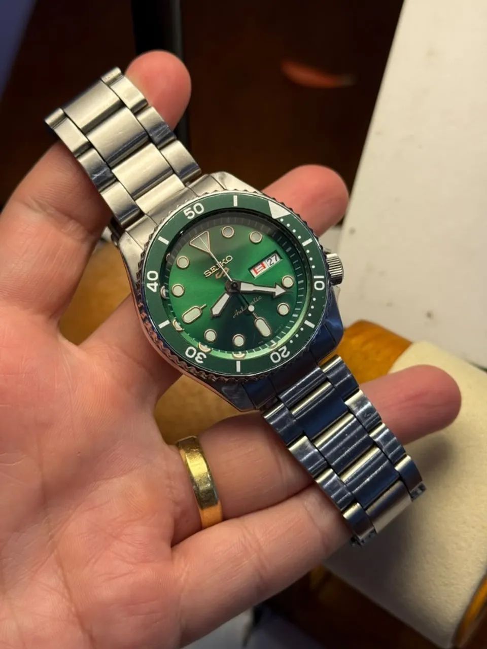relógio seiko 5 sports automático srpd63k1 verde - Foto 3