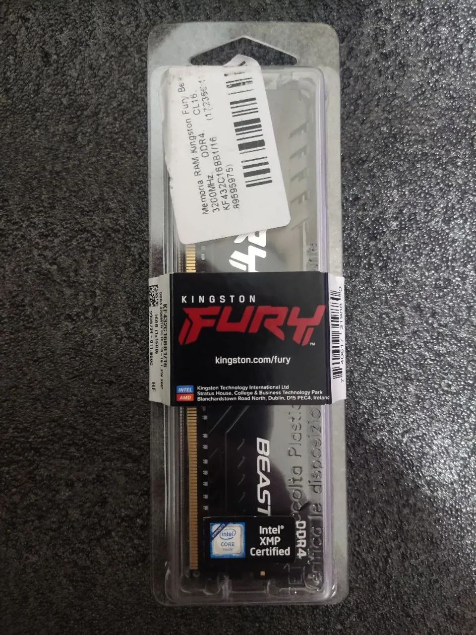 Memória RAM Kingston FURY Beast 16GB DDR4 3200MHz CL16 (Nova Lacrada)