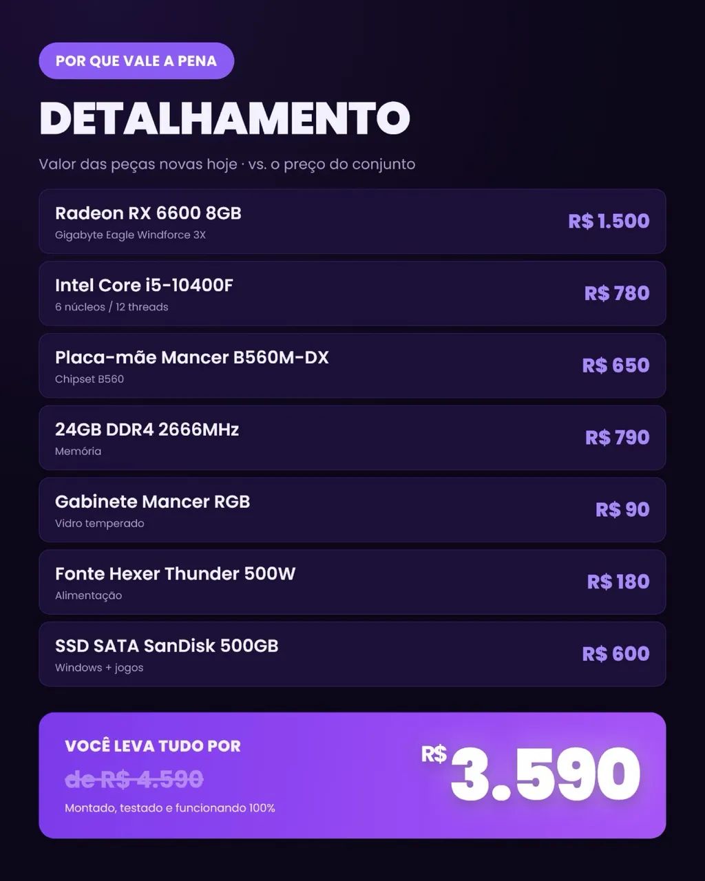 PC GAMER RX 6600 10 GEN - Foto 3