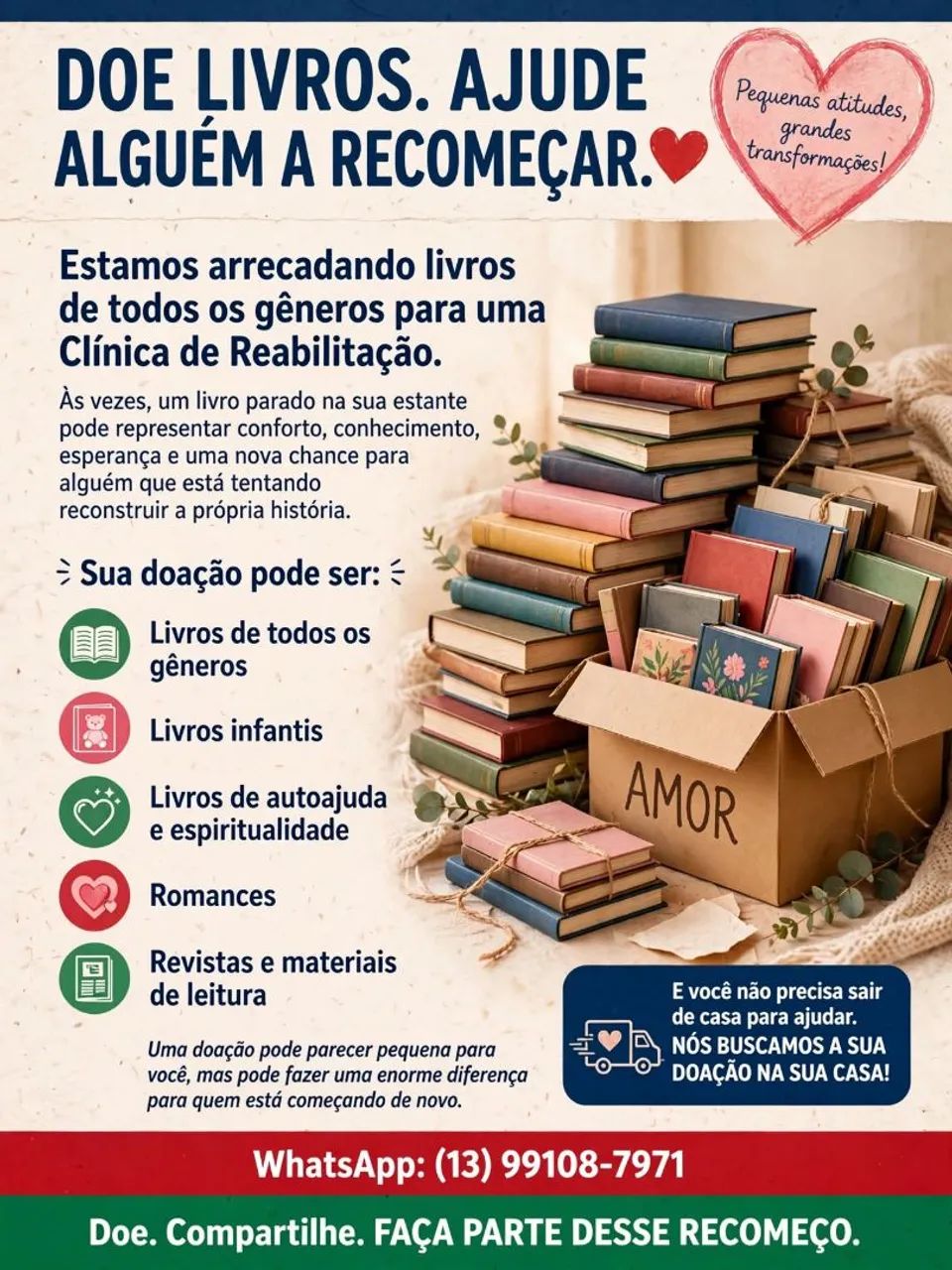 Aceita doações de livros 