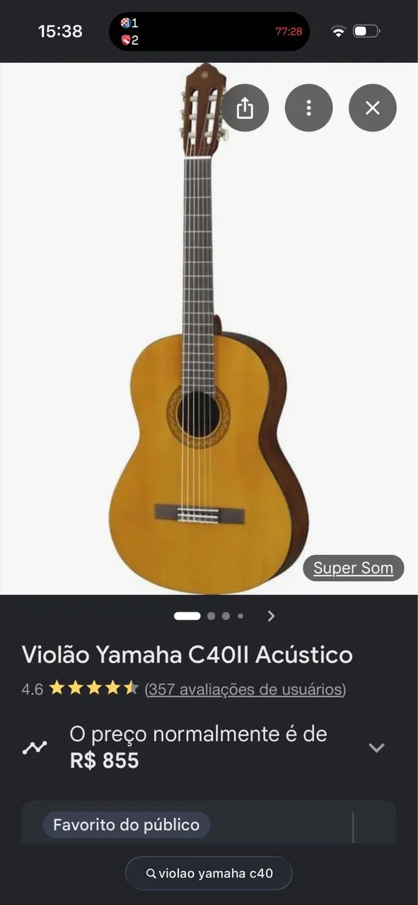 Violão Yamaha C40 (Nylon) 