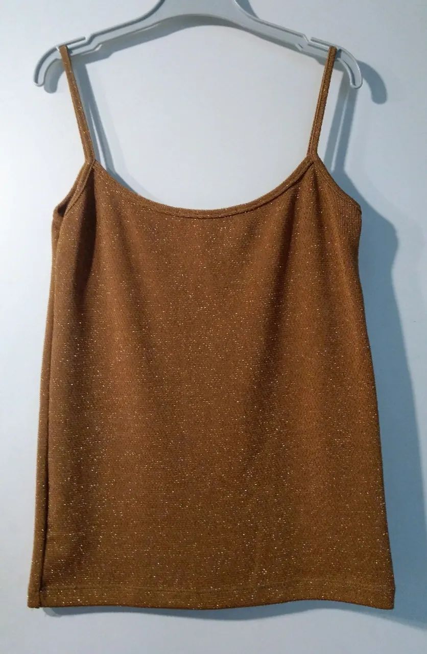Blusinha lurex marrom e dourado - Foto 2