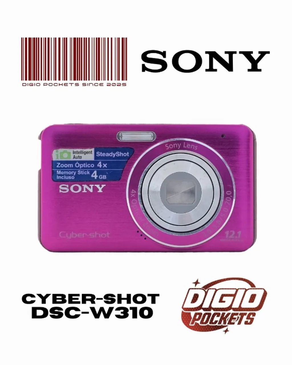 Sony Cyber-shot DSC-W310 12MP CCD Rosa Curadoria - Câmeras e