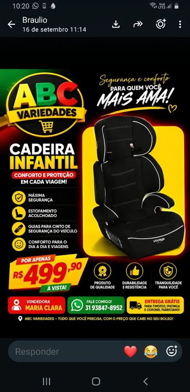 cadeirinha de bebê 