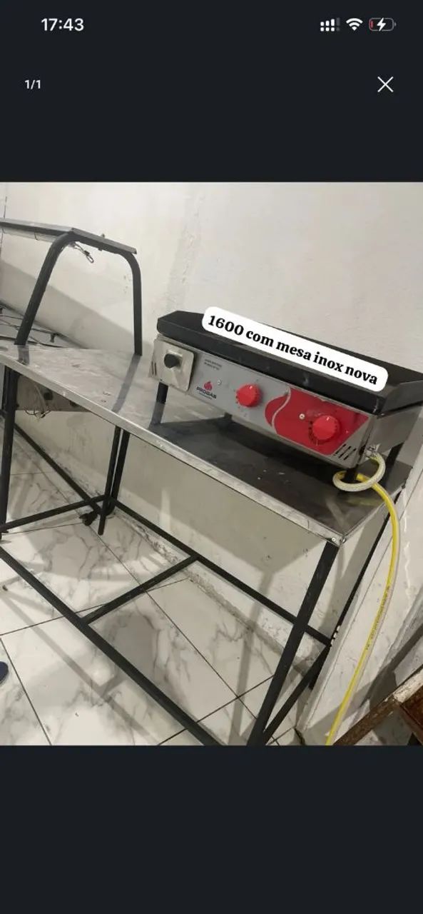 Vendo chapa com mesa inox 