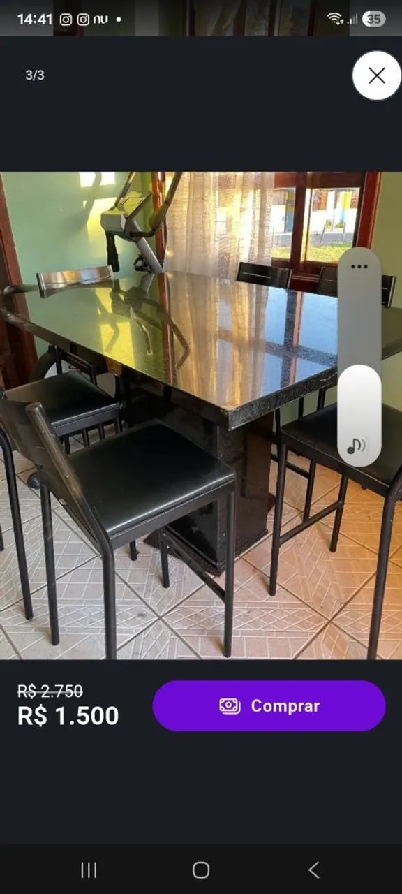 Mesa de granito 1.40X1.00 com 6 banquetas tokstok 