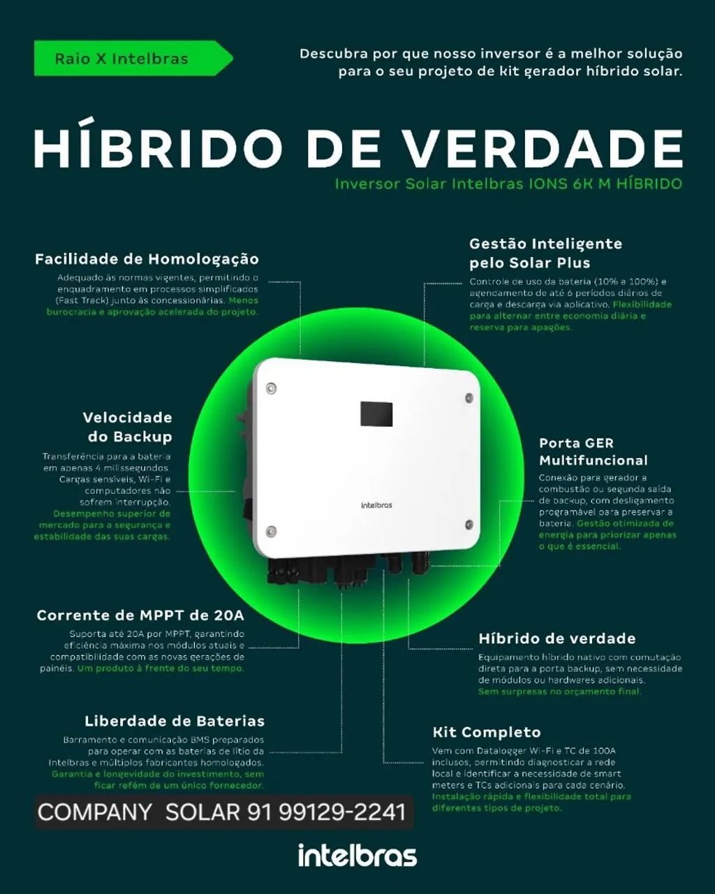 ENERGIA SOLAR INVERSOR HÍBRIDO INTELBRAS 
