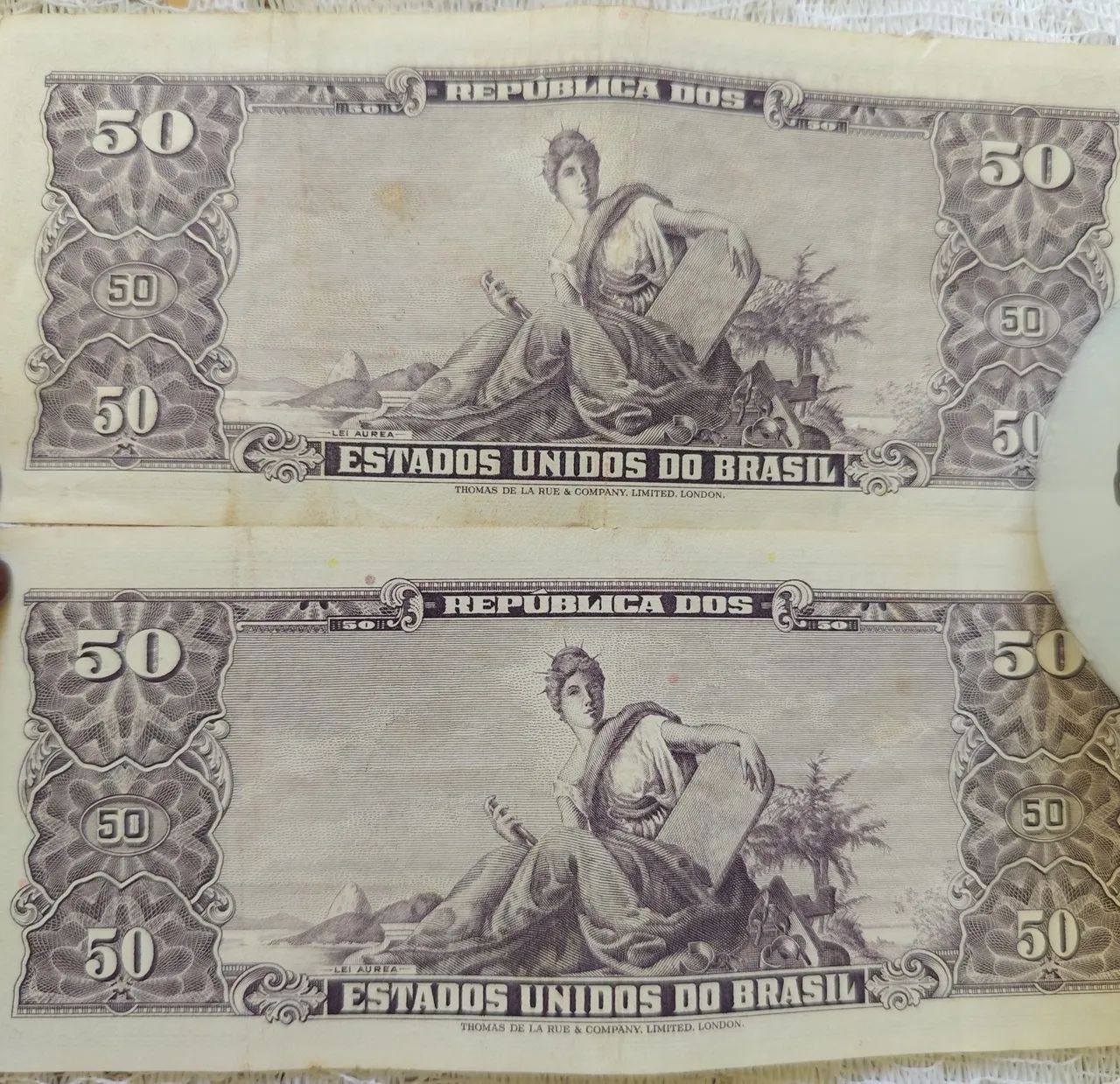 2 Notas Novas 50 Cruzeiros Princesa Isabel - Foto 2