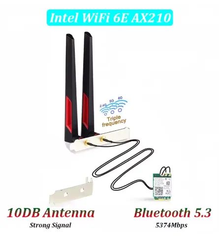 Kit de antena M.2 de 10 dBi WiFi 6E AX210 WiFi 6 AX200 7265NGW com Bluetooth 5.3  - Foto 3