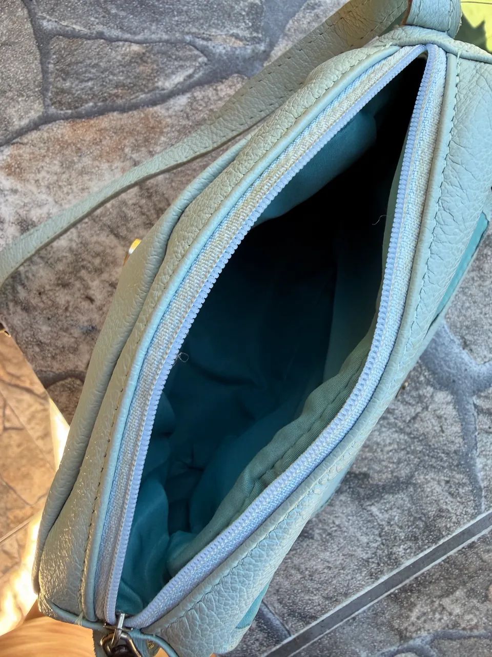 Bolsa de Couro Azul Via Mia - Foto 2