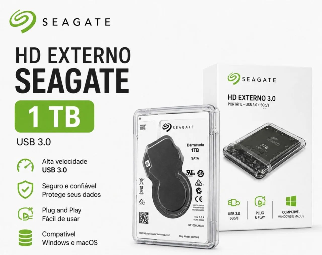 HD externo Seagate 1 terá tb