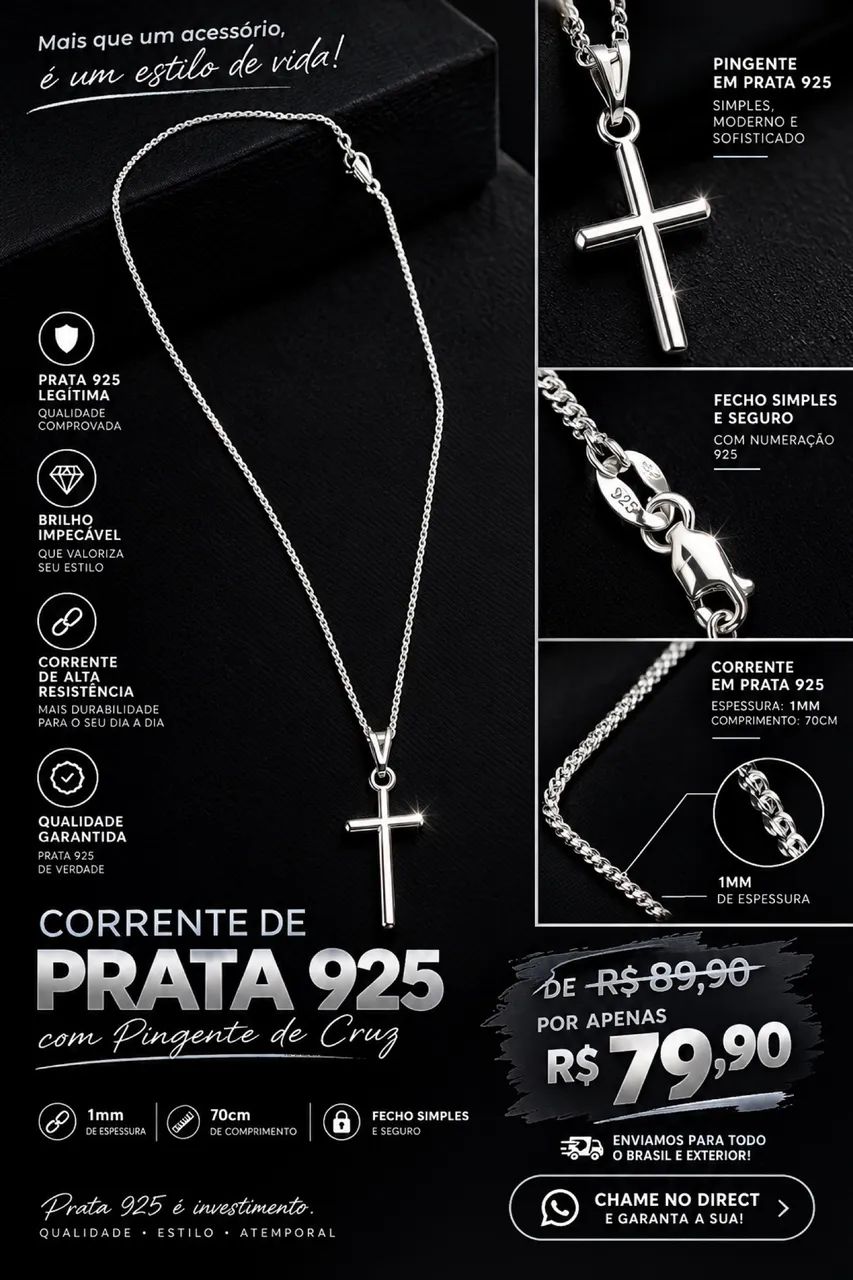 Corrente de Prata 925° ( 1mm )