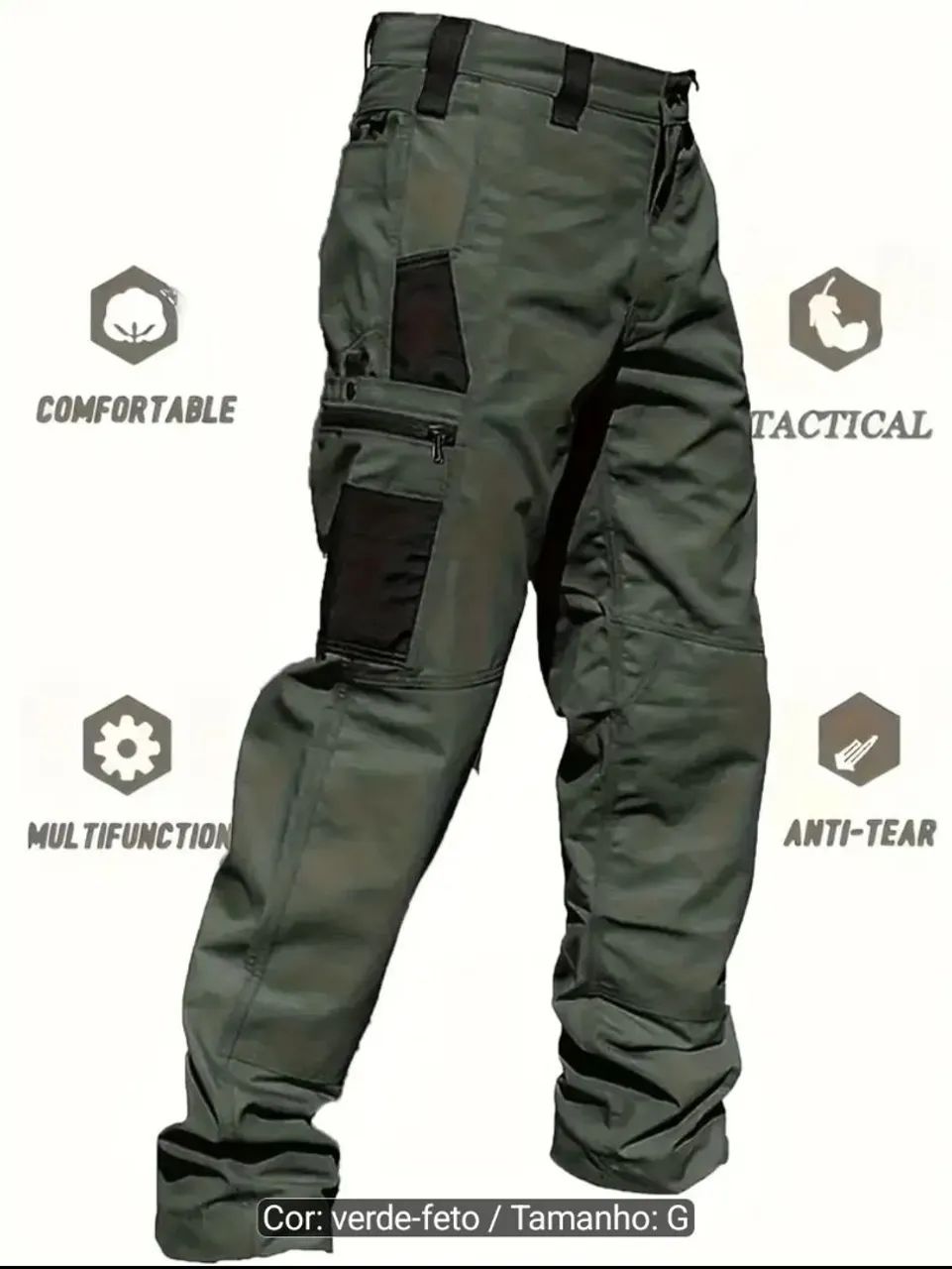 Calça cargo tática cor Verde - Nova
