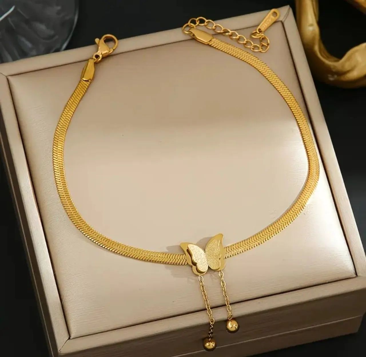 Conjunto colar e pulseira de borboleta em aço inoxidável - Foto 2