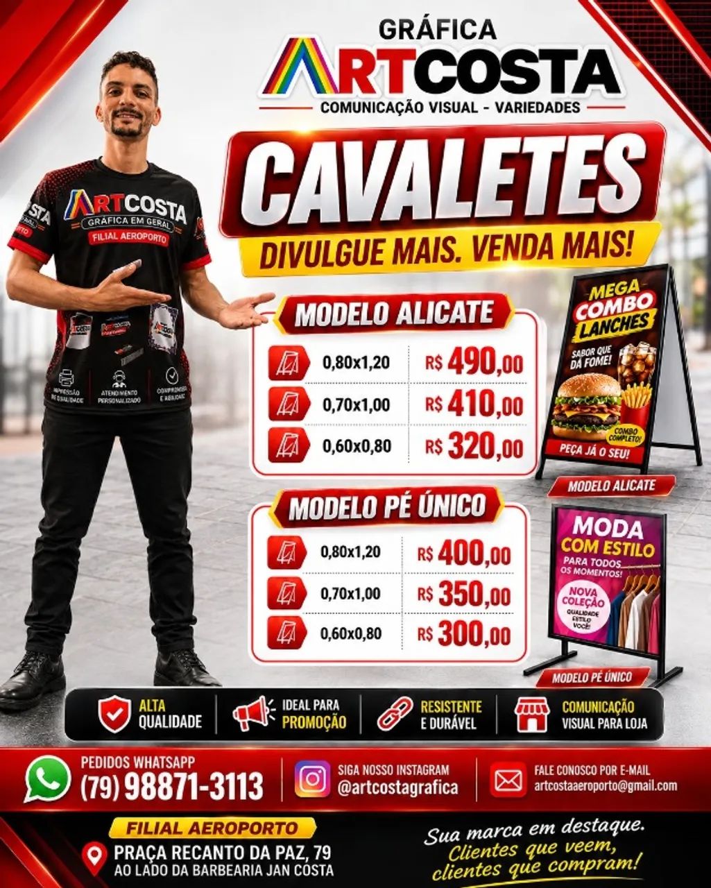 Cavaletes e placas comercial 