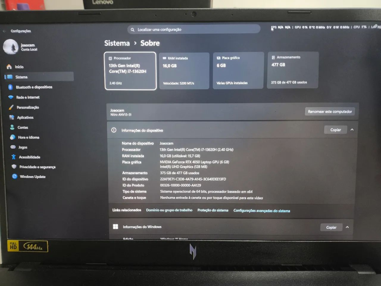 Notebook Acer nitro v15  - Foto 4