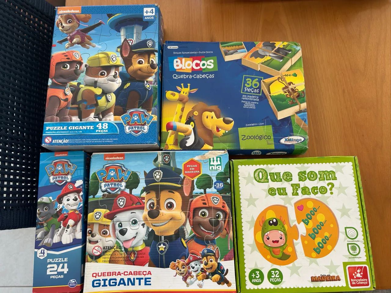kit 5 quebra cabeça patrulha e demais  