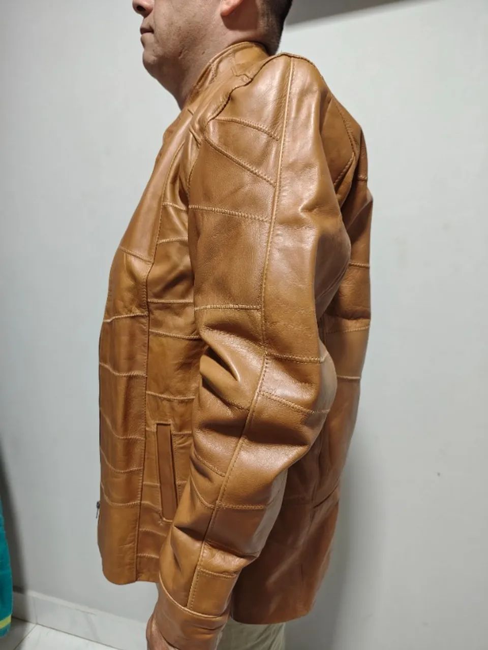 Jaqueta de couro legítimo - Cor caramelo - Foto 2