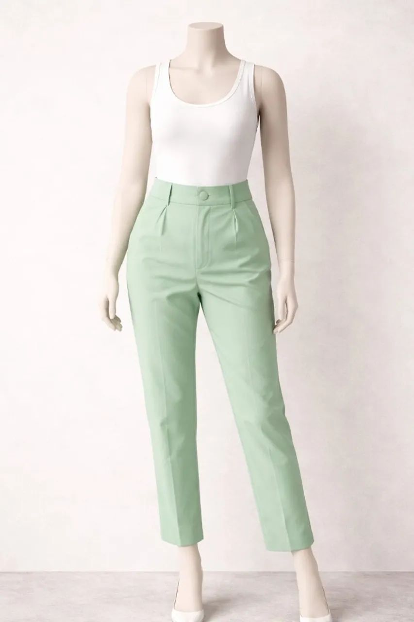 Calça verde menta, corte reto 