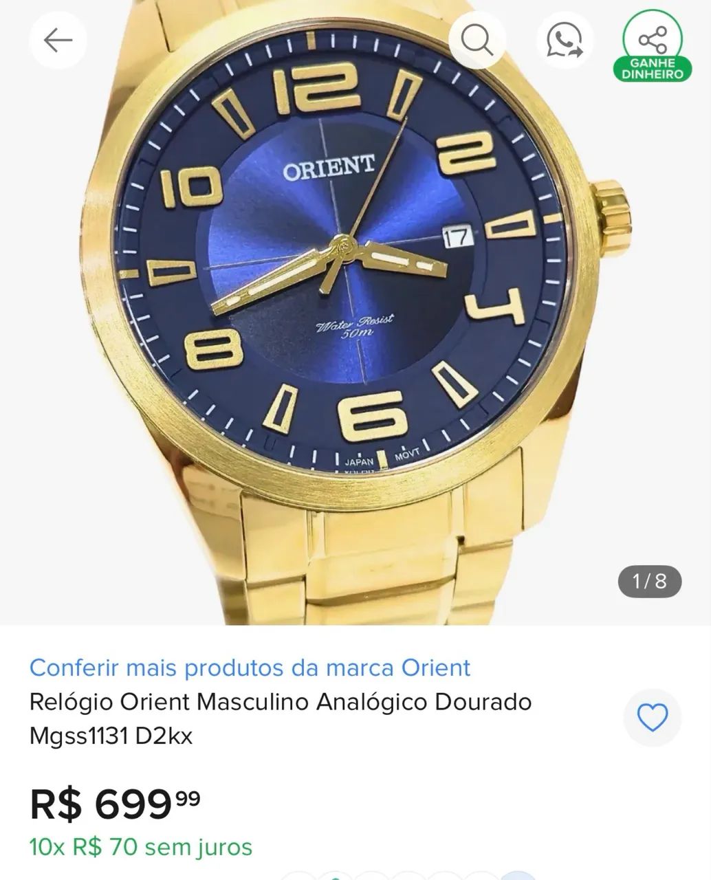 Relógio ORIENT original Masculino Analógico Dourado - Foto 5
