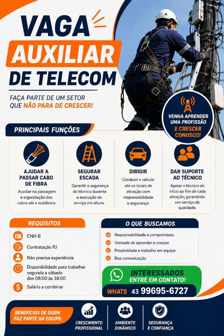 Vaga auxiliar telecom 