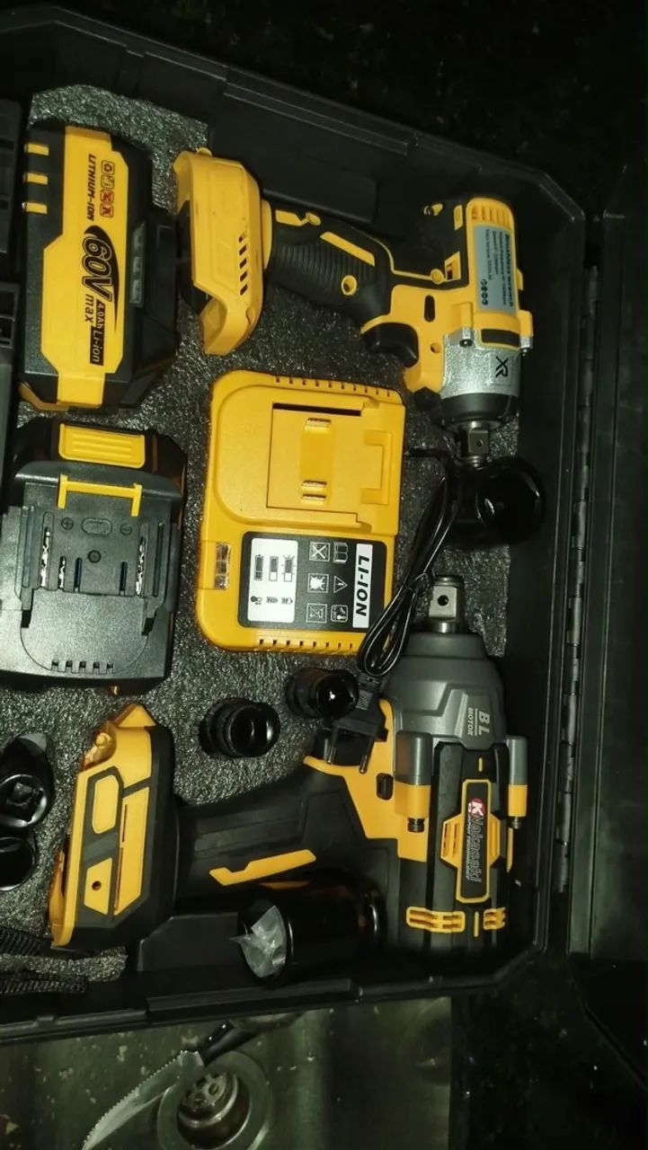 Kit 2 chave de impacto pneumática 60v 