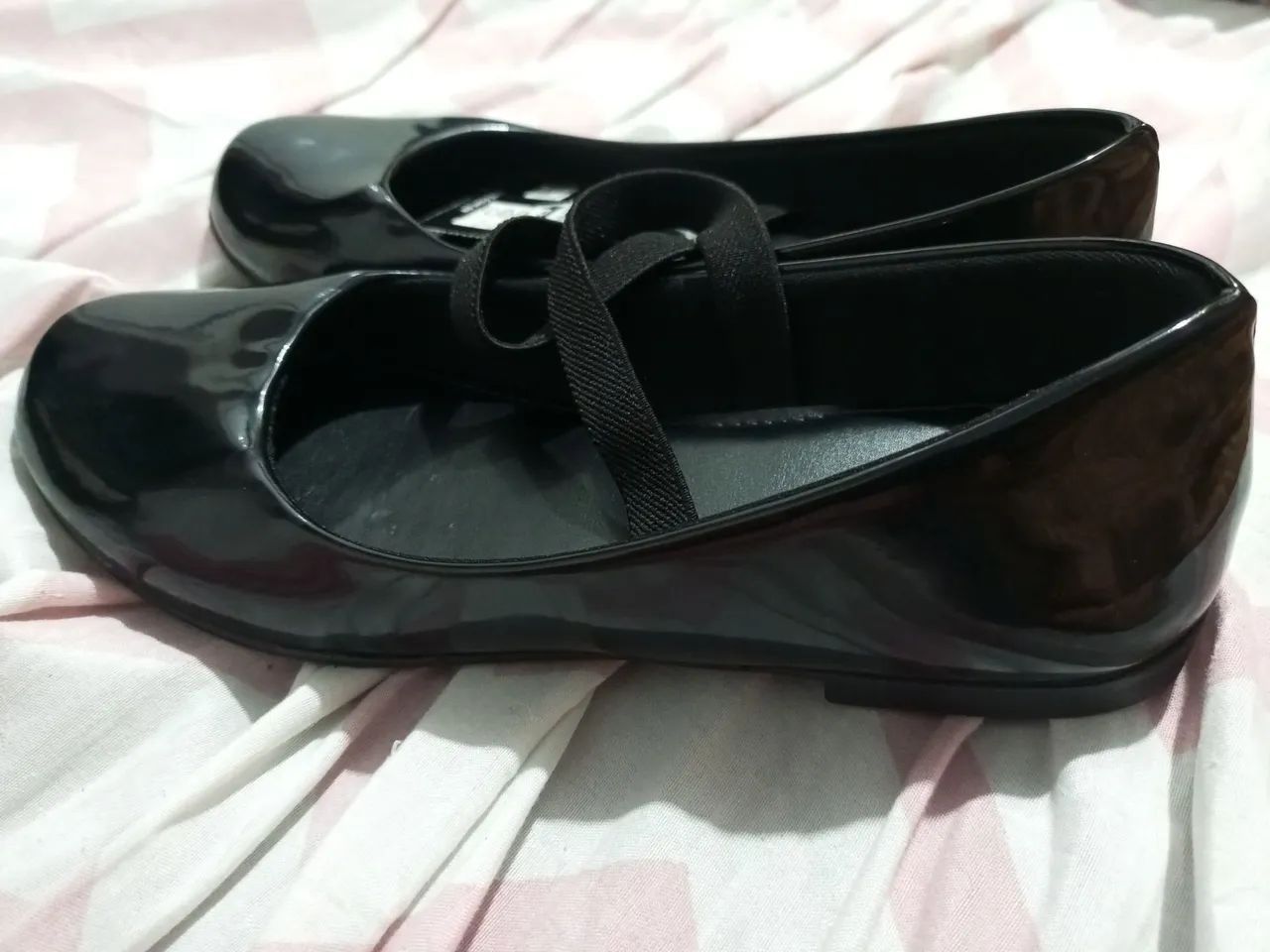Sapatilha Boneca Infantil Gabrielinha Tira Elástico Verniz Preto - Foto 3