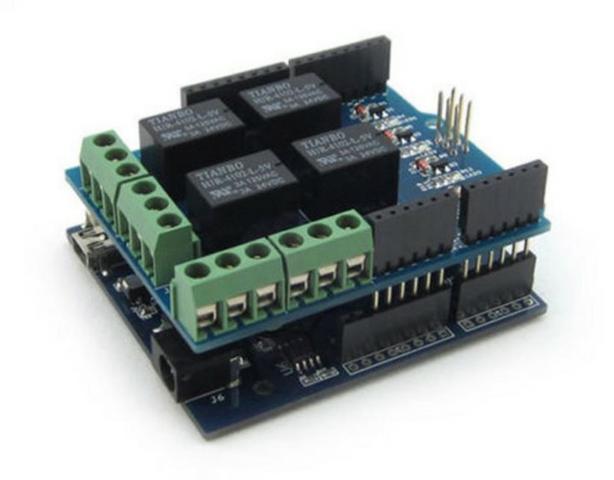 COD-AM182 Modulo Shield Com Relé Com Relé 4 Canais Arduino Automação Robotica