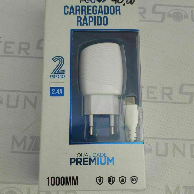 Kit carregador rápido. Com 2entradas usb, Cabo com entrada tipo C. Novo. - Foto 2