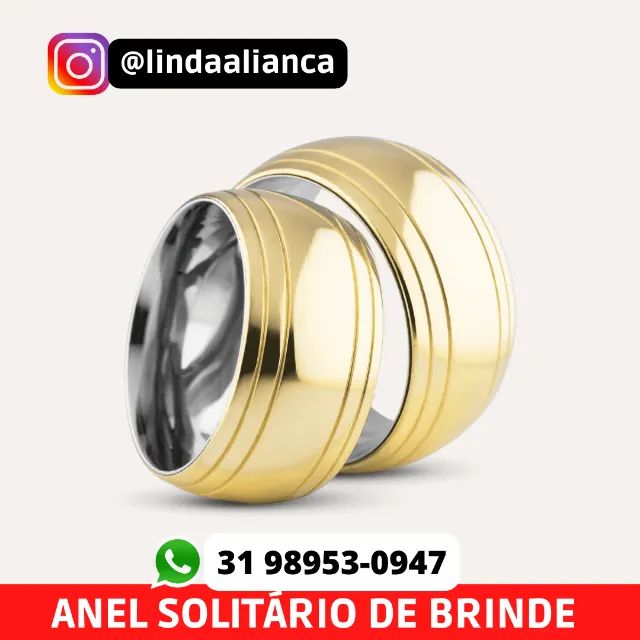 Par de alianças de moeda antiga + Brinde solitário