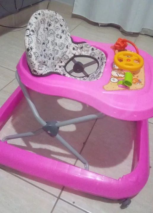 Andador Bebê Carrinho Rosa - Foto 2