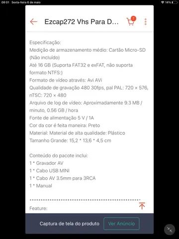 Conversor de Vhs para digital (cartao sd) - Foto 5
