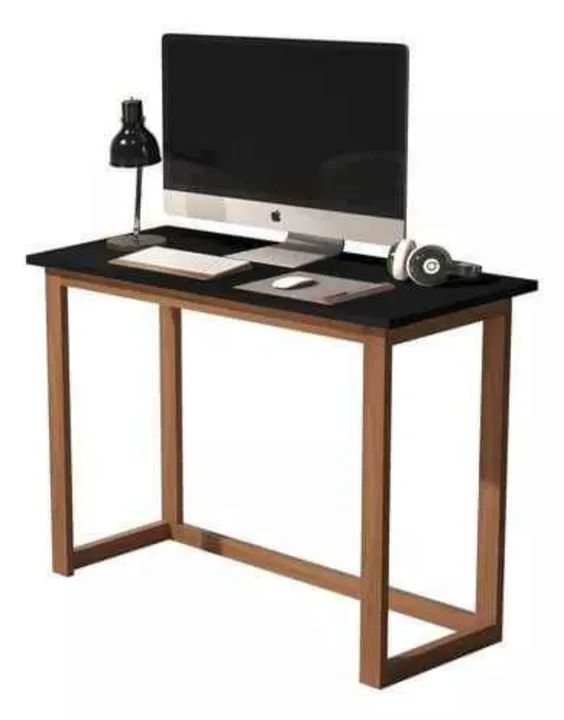 Mesa para notebook com tampo no MDF na cor grafite e com pés na madeira maciça - Foto 5