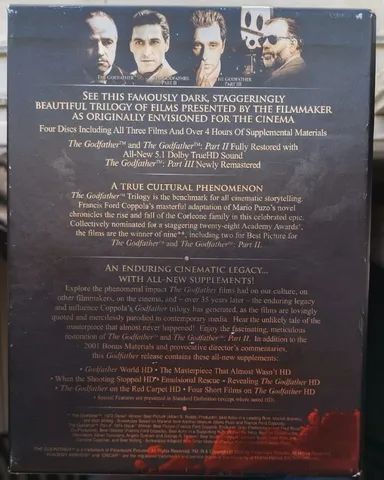 Box Blu-ray "O Poderoso Chefão - The Coppola Restoration" - usado (importado) - Foto 3